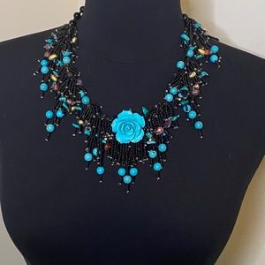 Turquoise Coral Flower Necklace